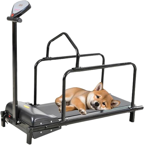 Small Dog Treadmill, Pet Running Machine, Pet Fitness Treadmill with Lcd Screen, Pet Training Device, Adjustable Speed 0.8–6 KM/H, Up to 80 KG,Black