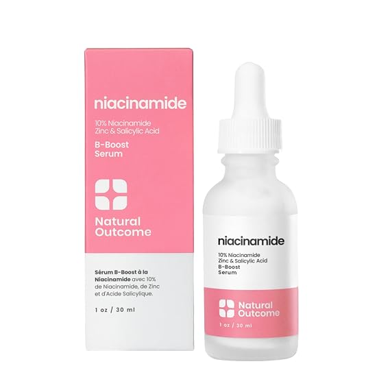 Niacinamide Serum for Face by Natural Outcome Skin Care, B-Boost Niacinamide 10% Plus Zinc 2% Salicylic Acid + Hyaluronic Acid, Acne Treatment + Pore Reducing Serum + Skin Balancing