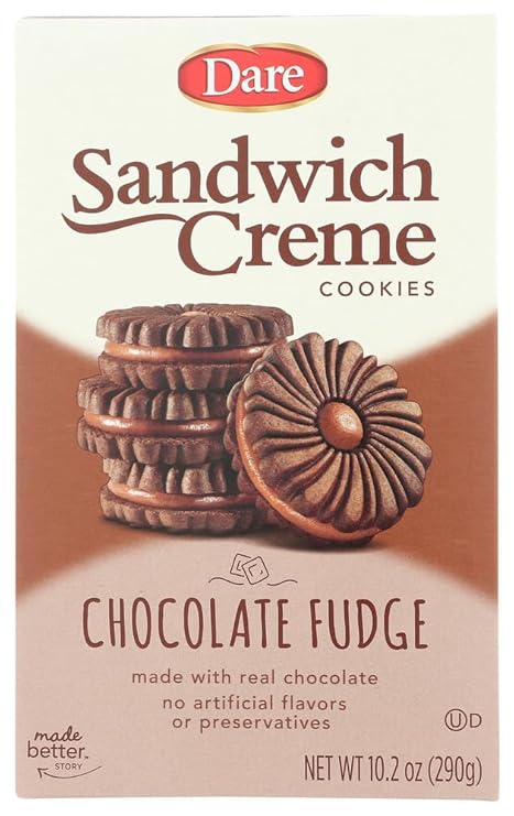 Dare Premium Chocolate Fudge Creme Filled Cookies - 2 Boxes Bundle