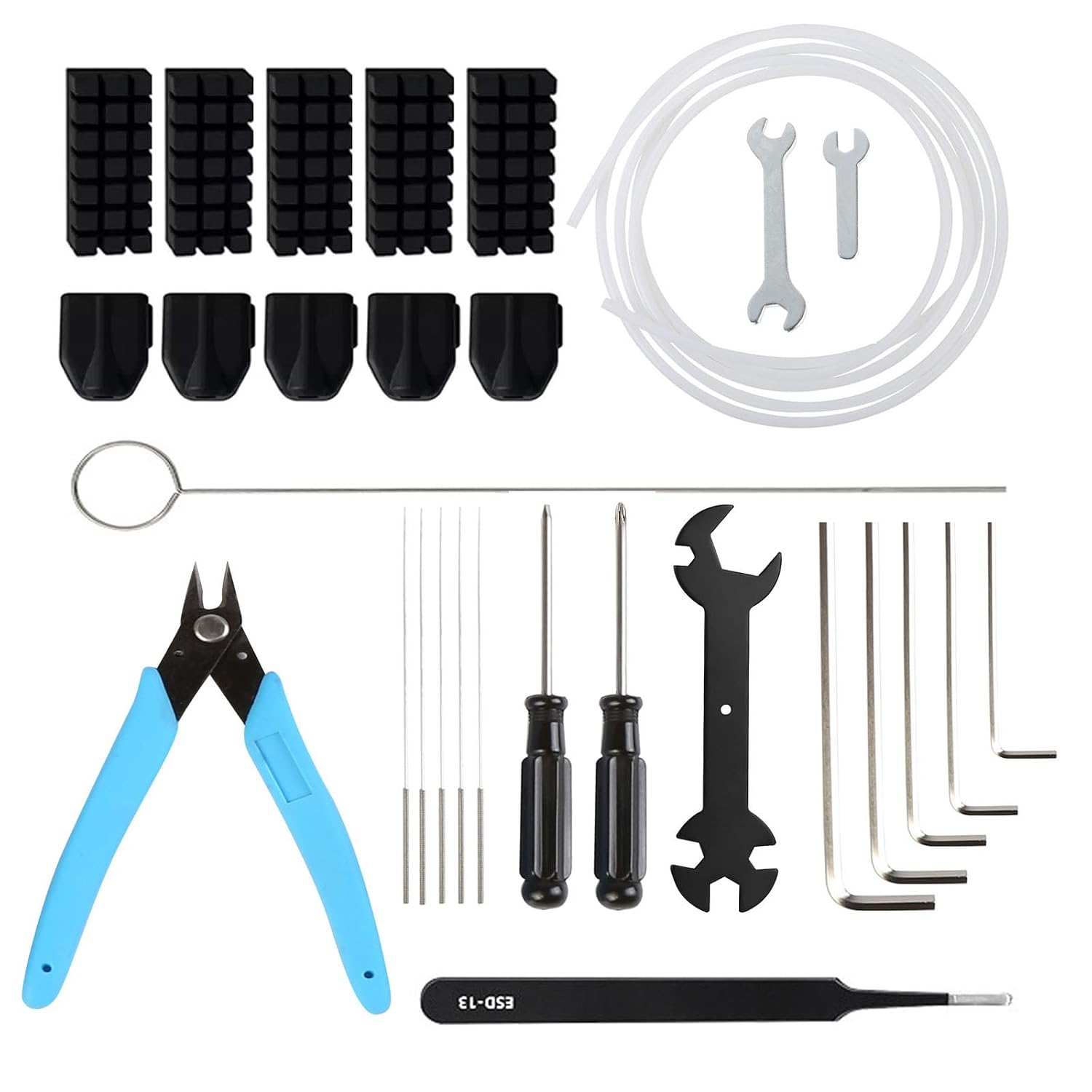 3D Printer Tool Kit for Flashforge AD5X, 3D Printing Accessory Includes Silicone Sock, Nozzle Brush, PTFE Tube, Clog Poke, Allen Wrench, Shear Pliers, Multi-Function Wrench, Maintenance Common Tool
