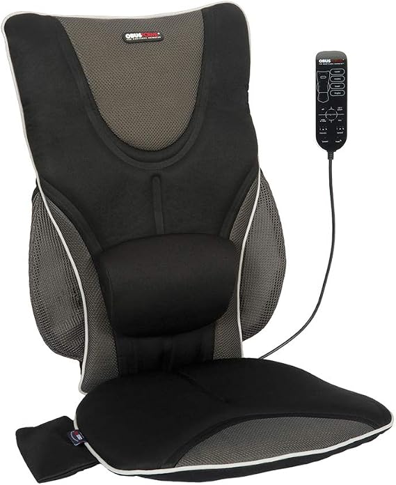 ObusForme Back Massager with Heat | Vibration Massage|Back Support Frame, Removable Lumbar Pad for Low Back Support | On-The-Go Relief, Home, Office
