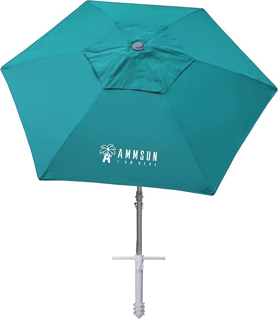 AMMSUN 8ft Large Beach Umbrellas for Sand with Sand Anchor, Air Vent, hook