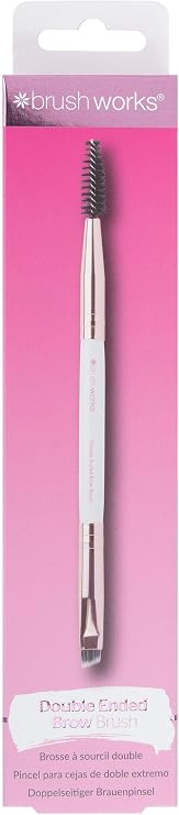 Brushworks White & Gold Brow Duo Brush