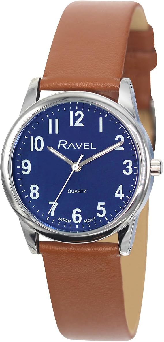 Ravel Plus - Extra Long Life Unisex Everyday Watch with Microfibre Leather Strap - Analogue Quartz (Japanese)