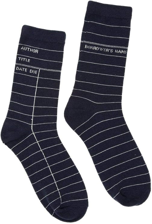 Out of Print Library Card Navy Socks Unisex Large