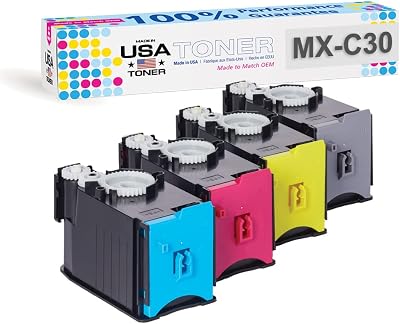 MADE IN USA TONER Compatible Replacement for Sharp MX-C30NT, MX-C250F, C300P, C300W, C301W, C303W, C304W, C305W, C306W Black, Cyan, Yellow, Magenta, 4 Pack