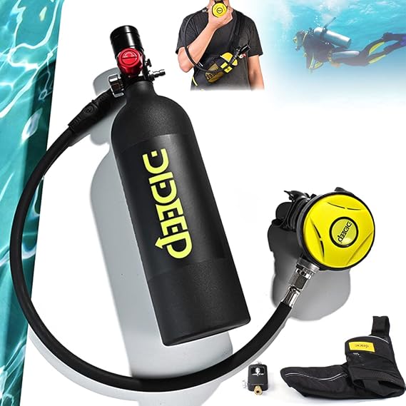 3.0 CU FT Gas 300PSI Mini Scuba Tank with Backpack Strap, High Pressure Diving Equipment Kit Breath Air Set Underwater Scooter Rebreather Dive Portable Lungs Oxygen Tanks Submersible Cylinder