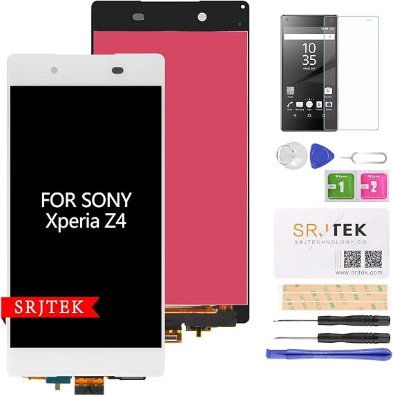 SRJTEK Screen Replacement for Sony Xperia Z3+ Z3 Plus Z4 E6553 E6533 LCD Display Touch Digitizer Panel Full Assembly (White)