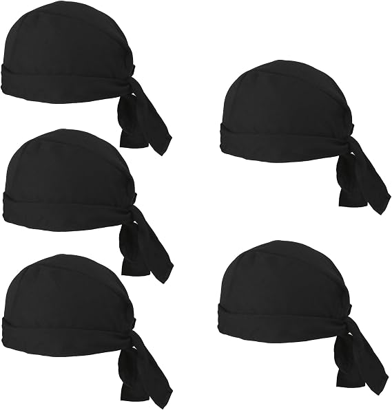 Black Chef Hat Tie Back for Men Women,Adjustable Chef Cap,Chef Hats Bandana Skull Cap Sushi Chefs Hat for Kitchen Cooking
