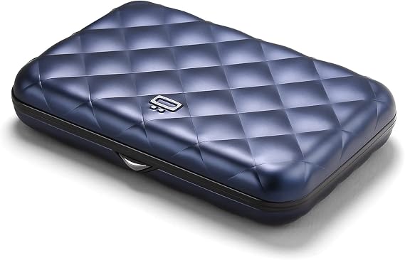 Aluminum Card Holder Wallet for Women, RFID Protection. Model: HELSINKI | Elegant quilted design. One-hand opening with instant card access. Holds up to 10 cards & bills.