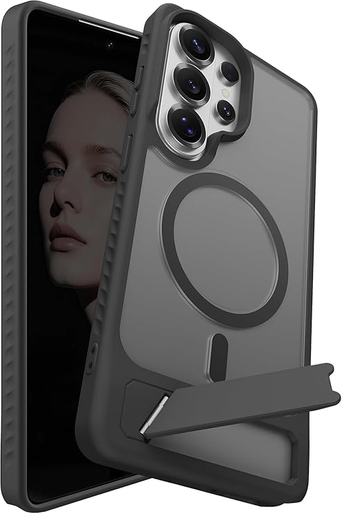 Rongep [Frost-Stand] Samsung Galaxy S26 Ultra için Kılıf Yatay Stantlı Manyetik [MagSafe ile Uyumlu] S26 Ultra Koruyucu Darbeye Dayanıklı Arkası Sert ve Yarı Saydam Samsung S26 Ultra Kılıf (Siyah)