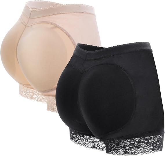 DAVBNM 2 Pcs Women Butt Lifter Padded Shapewear Fake Butt Lifter Padded Pants Lace Seamless Hip Enhancer Control Panties Body Shaper Underwear Women