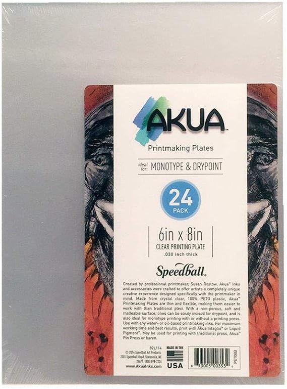 Akua Printmaking Plate, 6-Inch x 8-Inch, 24-Pack, Clear