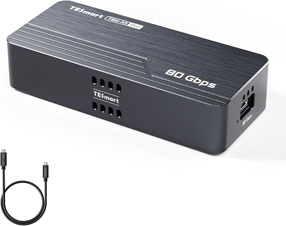 TESmart 80Gbps M.2 NVMe SSD Enclosure with JHL9480 Chip, PCIe 5.0 SSD | Compatible with Thunderbolt 5/4/3/USB4 v2/USB4, Smart Cooling | 8TB Max | High-Speed 7000MB/s External Storage(TBE-X5PRO)