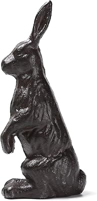 BRASSTAR Cast Iron Standing Rabbit Statue Outdoor Garden Patio Yard Indoor Home Animal Figurine Decorative 7.1H TQGJPT306