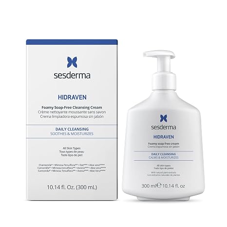 Sesderma HIDRAVEN Foamy Soap-Free Cream, Gentle Face Wash, 10.14 fl oz