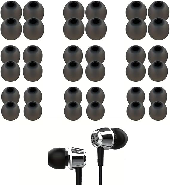 Soft Silicone Earbud Tips,9 Pairs Replacement Earbuds for in-Ear Headphones,Grey Earbud Noise Isolation Cover,3 Different Size (S/M/L,Compatible With Inner Hole from 4.5mm - 6mm Earphones)