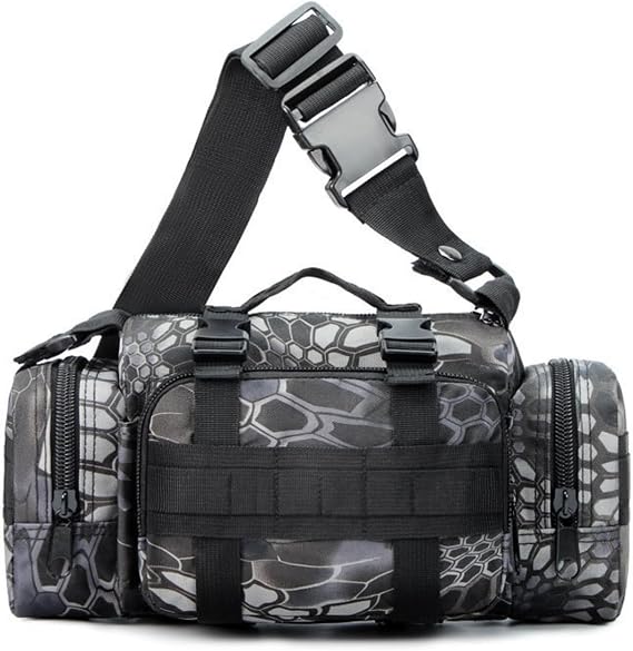 Tactical Duffle Bag, Molle Waterproof Fanny Pack with Adjustable Shoulder Strap Hand Carry (Python Black)
