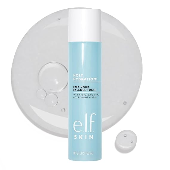 e.l.f. SKIN Keep Your Balance Toner, Gentle, Refreshing, Removes Makeup & Impurities, Hydrates, Cleanses, Soothes, Infused with Hyaluronic Acid, Witch Hazel and Aloe, 5.07 Fl Oz