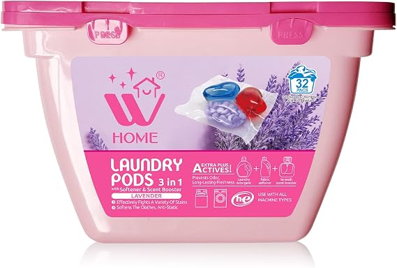 3-in-1 Laundry Pods with Softener & Scent Booster, 32 Count Box, High Efficiency (HE), Ultra Concentrate with Powerful Stain Lifter Technology, Fabric Softener with Lavender Extracts