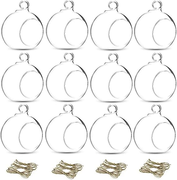 NUPTIO Hanging Glass Terrarium Globes, 12 Pcs, 3.15 Inch