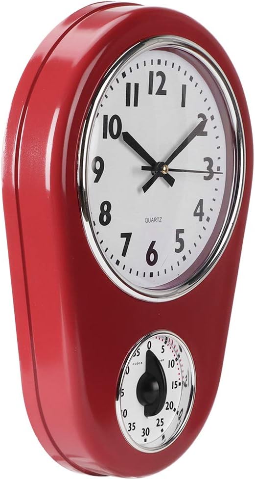 Retro Wall Clock, Kitchen Wall Clocks, Vintage Wall Clock Big Watch Hanging Clock, Kitchen Timer Wall Clock Kitchen for Living Room Bedroom