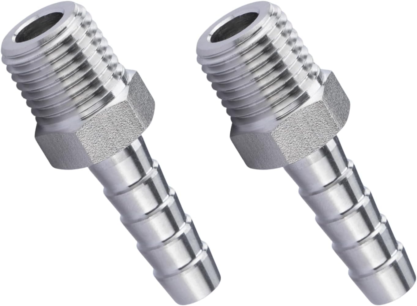 2 Pieces Stainless Steel 12 MM Barb to 1/2" BSP Male Hose Barb Fittings, Durable Pipe Fittings for Shower Hose, Water Supply & Industrial Applications