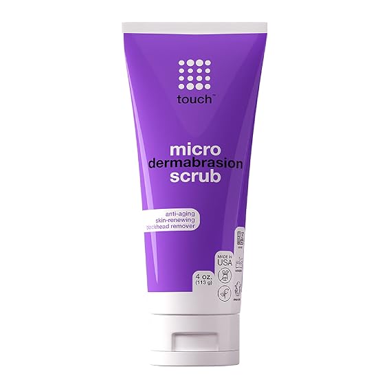 TOUCH Microdermabrasion Facial Scrub with Exfoliating Crystals, 4 oz | Infused with chamomile, green tea and aloe vera extracts to soothe and hydrate your skin as you exfoliate.
