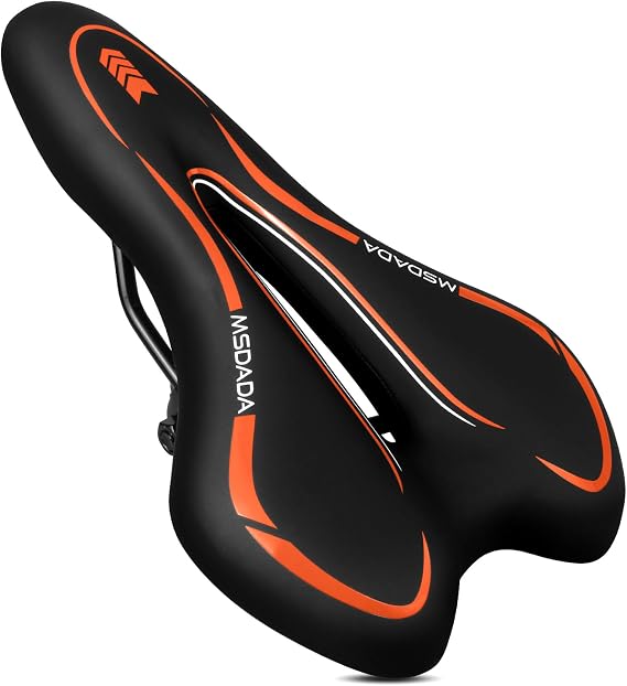 New Gel Bike Seat, MSDADA Comfortable Bike Saddle for Men & Women, Waterproof Gel Bicycle Saddles, Soft Bicycle Seat for BMX, Road Bike, Mountain Bikes, Push Bike, MTB, Exercise Bike, City Bikes