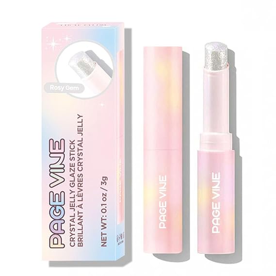 Glitter Crystal Jelly Glaze Stick - Long Lasting Shimmer Eyeshadow & Eyeliner Pencil, Waterproof & Smudge Proof, Easy to Blend for Natural or Glam Makeup Looks (01#ROSY GEM)
