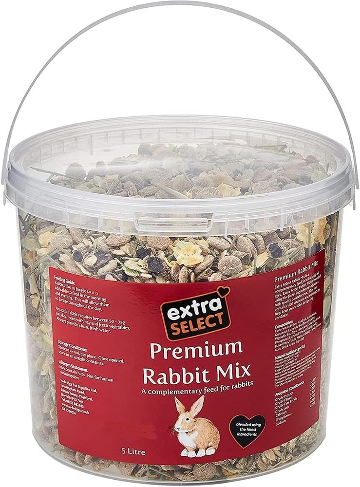 Extra Select Premium Rabbit Mix Bucket 5L - Balanced Complementary Feed with Pellets, Forage, Vitamins & Minerals Packaging may vary