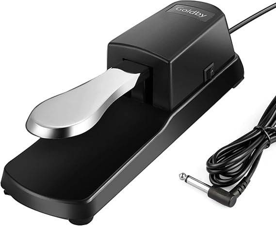 Piano Sustain Pedal, Universal Keyboard Foot Sustain Pedal for Yamaha, Casio, Roland, Korg Digital Pianos MIDI Keyboard Electronic Keyboards Electric Organ Synthesizer, 1/4 Inch Jack (Sliver)