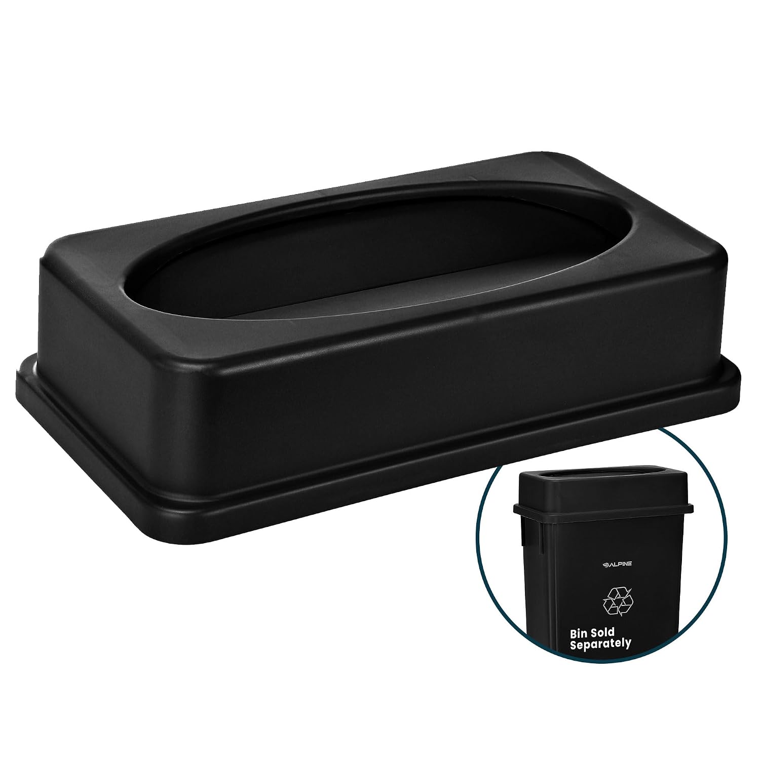Alpine Industries Slim Trash Can Lid - Compact Garbage Bin Cover - Durable Slender Varied Plastic Top Minimize Odors and Keep Litter Inside and Unseen - Drop Shot Lid - Black