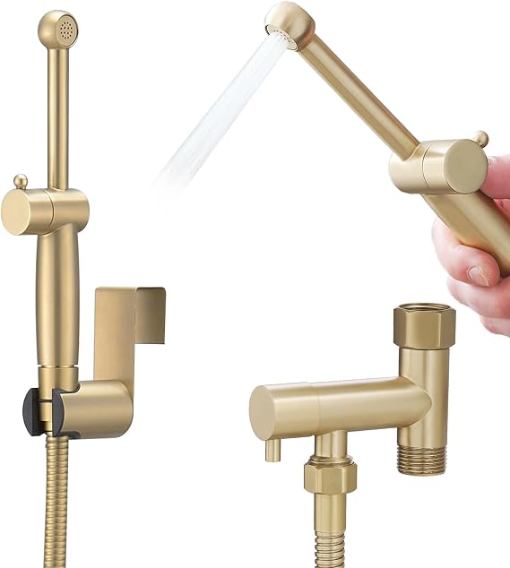 Brushed Gold Handheld Bidet Sprayer Brass Bathroom Toilet Sprayer Bidet