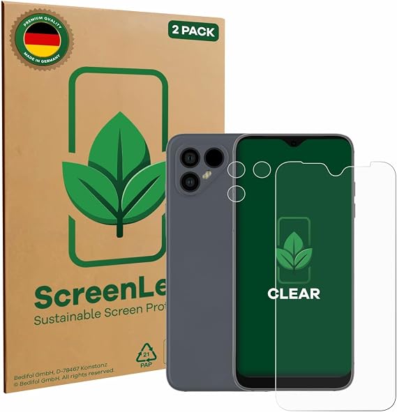 (2 Pack Screen Protector Compatible with Fairphone 4 (Front+Camera) [Sustainable Screen Protection, Clear, Anti-Scratch]