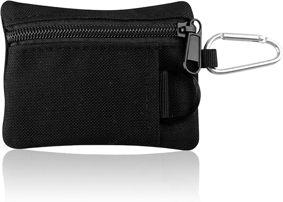 Mini EDC Waist Bag - Compact Tactical Molle Pouch Pack, Organiser with Zipper and Carabiner Clip for Hiking, Camping, Travel Essentials (Black)