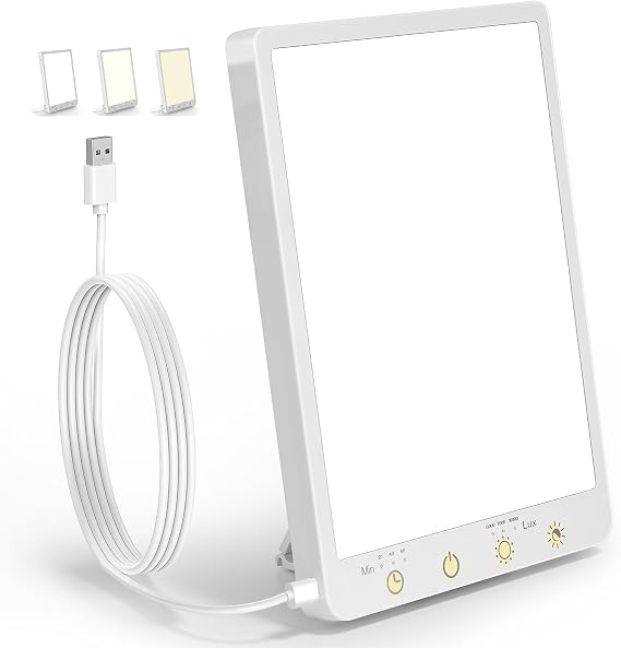 Light Therapy Lamp - 10000 Lux Therapy Light, 3 Color Temperature & Wall Mount with Memory Function, Touch Control Portable Daylight Therapy Lamp with Adjustable Brightness for Home & Office.