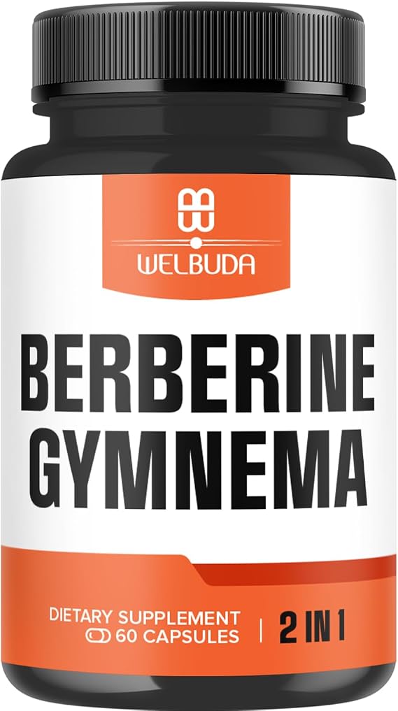 WELBUDA Berberine Supplement with Organic Gymnema Sylvestre Leaf - 60 Capsules