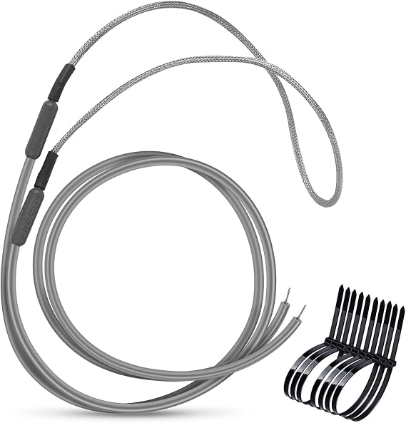 SH201 Drain and Door Braided Aluminum Heater for Samsung and most supco refrigerators Automatic Defrost, Secondary Heating Coil Tip Diameter 7/16 115V 15W 25" Long