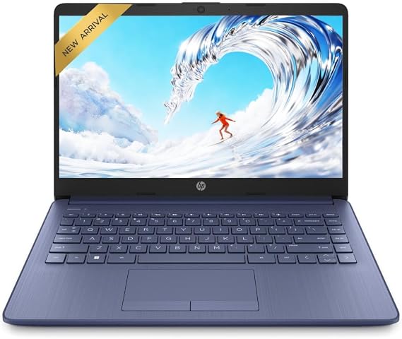 HP 14" Essential Laptop with Microsoft 365, Intel 4-Core Processor, 4GB RAM, 1.1TB Storage (64GB eMMC + 1TB OneDrive), Windows 11, HD Display, Webcam, WiFi, Royal Blue