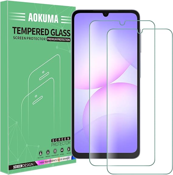 AOKUMA Tempered Glass for Samsung Galaxy A08 / A07 5G Screen Protector, [2 Pack] Premium Quality Guard Film, Case Friendly, Shatterproof, Shockproof, Scratchproof, Oilproof for Samsung A08 5G