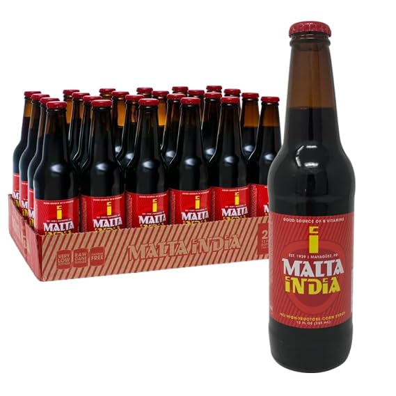 Malta India Malt Beverage Non-Alcoholic, 12 fl oz (24-Pack Glass Bottles)