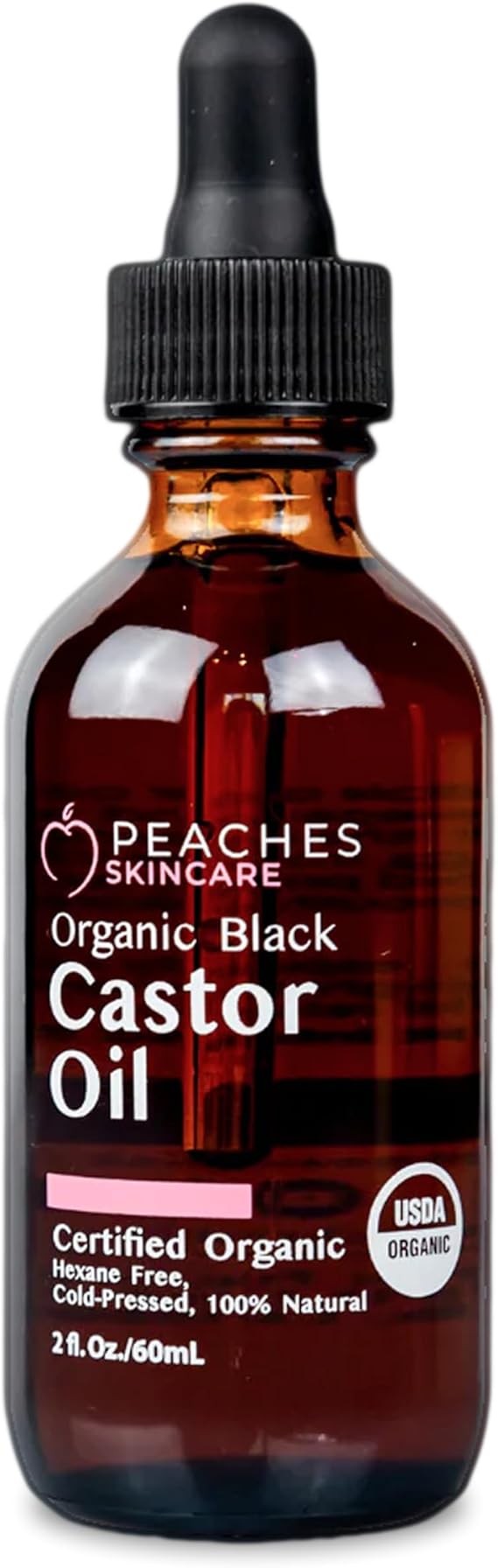 Organic Cold-Pressed Castor Oil Hexane-Free, Vegan Formula with Omega-9, Omega-6, and Vitamin E Hydrating Oil for Skin and Hair Black Castor Oil (2 fl. oz)