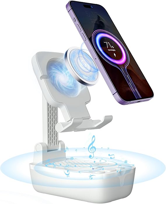 comiso Wireless Induction Speaker, Birthday Gifts for Women Men Him, Cell Phone Stand with Speaker, Cell Phone Stand with Wireless Bluetooth Phone