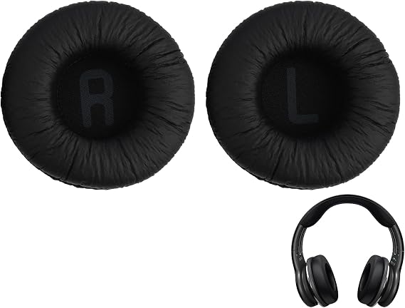 JBL Tune T500BT, T450BT, 510BT, E40BT Kulaklıkları için Yedek Kulaklık Yastıkları, 70 mm Hafızalı Köpük Kulak Yastıkları, Suni Deri, Siyah, Konfor ve Ses Yalıtımı