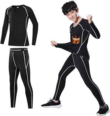 234 Pcs Boys Girls Base Layer Athletic Compression Leggings and Shirts Thermal Underwear Set Running Pants Tights