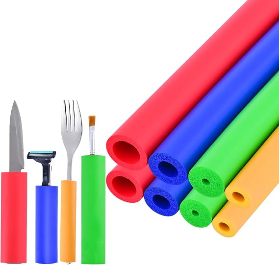 Foam Tube Grip/Foam tubing- 8PCS (4 Sizes) Comfortable Aid for Utensils - No BPA/Phthalate/Latex