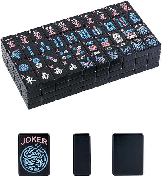 American Mahjong Tiles (1.2,Tiles Only), 166 Mahjong Tile Set with Black Color (Tiles Only)