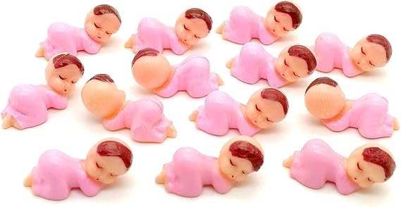 72 Pcs Pink Mini Plastic Babies, Tiny Babies for Baby Shower Ice Cube Game