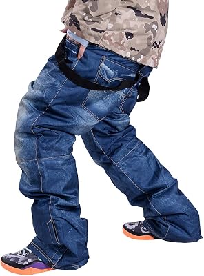 SNOWVERB Mens Womens Snowboard Overalls Jeans Ski Pants Windproof Waterproof Warm Snowboarding Snow Insulated Bibs